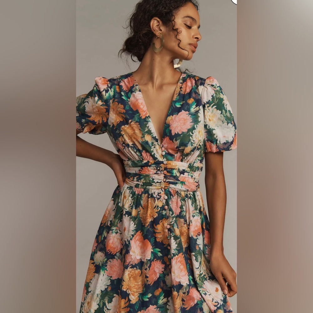Anthropologie The Katerina V-Neck Button-Front Dress - Picture 3 of 8